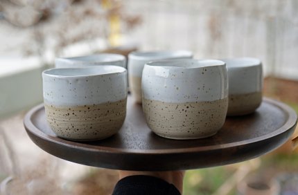 handgetöpferter weiß creme Keramik Mocca Espresso/Kaffee Becher